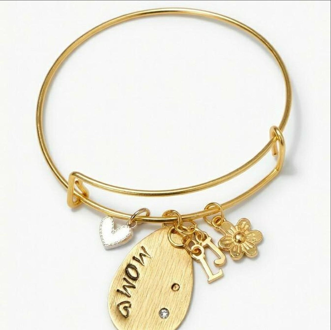 Mothers day gold charm bangle