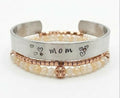 Desert Rose "MOM" Hand-Stamped Cuff & Bead Stack