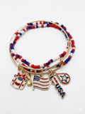 Patriotic "Stars & Stripes" Charm Stack: USA Bracelet Set