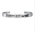 "Mama Bear" Hand-Stamped Polished Aluminum Cuff