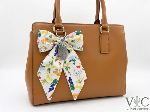 "Blessed" Hand-Stamped Botanical Purse Charm