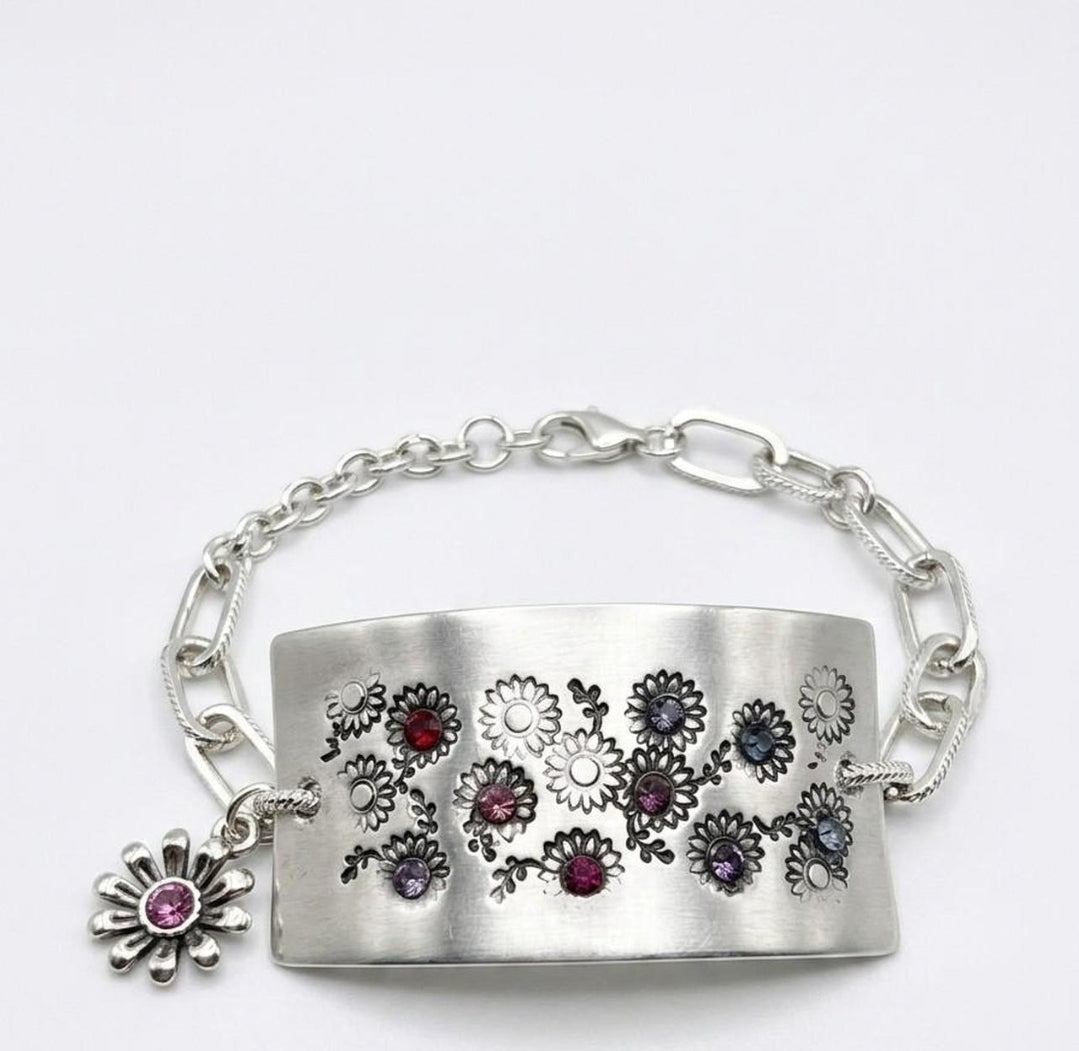 Midnight Garden Hand-Stamped Link Bracelet