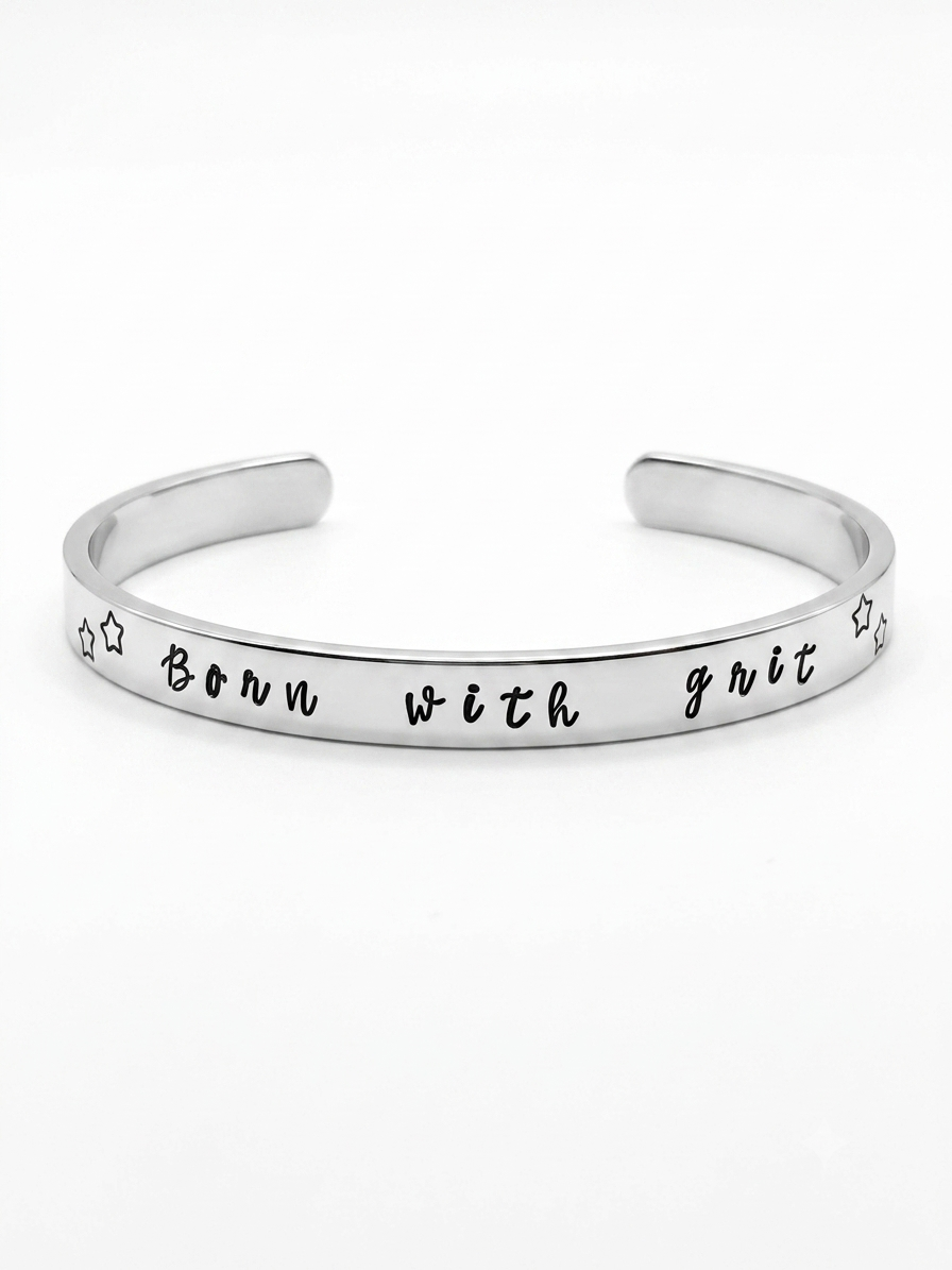 "Born with Grit" Hand-Stamped Cuff