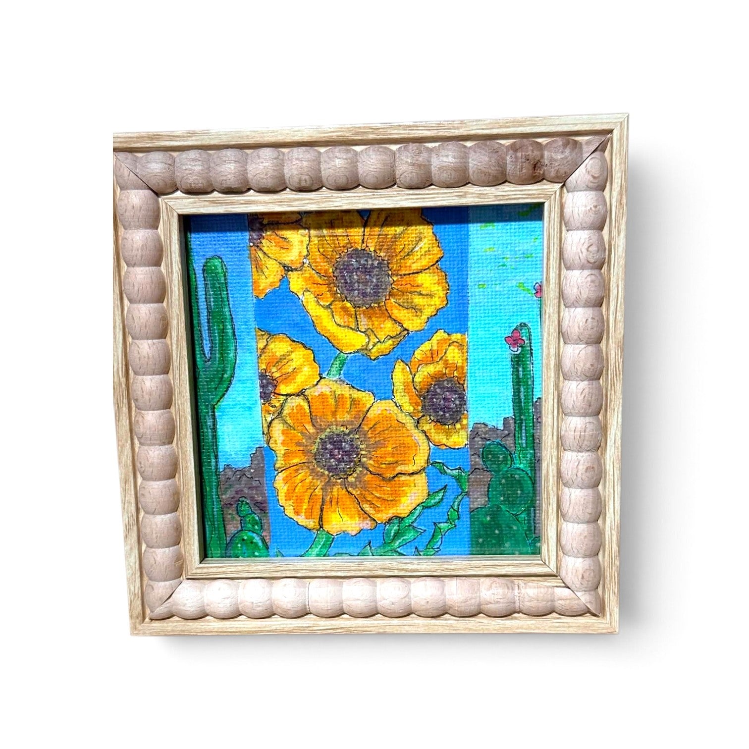 Where the Wildflowers Grow - Original 4x4 Framed Acrylic Canvas Painting