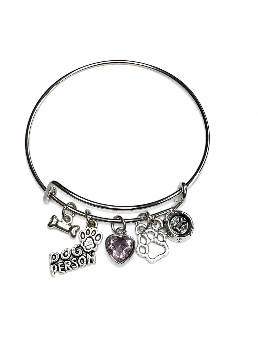 "Dog Person" Silver Tone Charm Bangle – Handcrafted Accessory for Pet Lovers