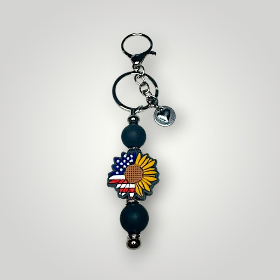 The Patriotic Sunflower Keychain