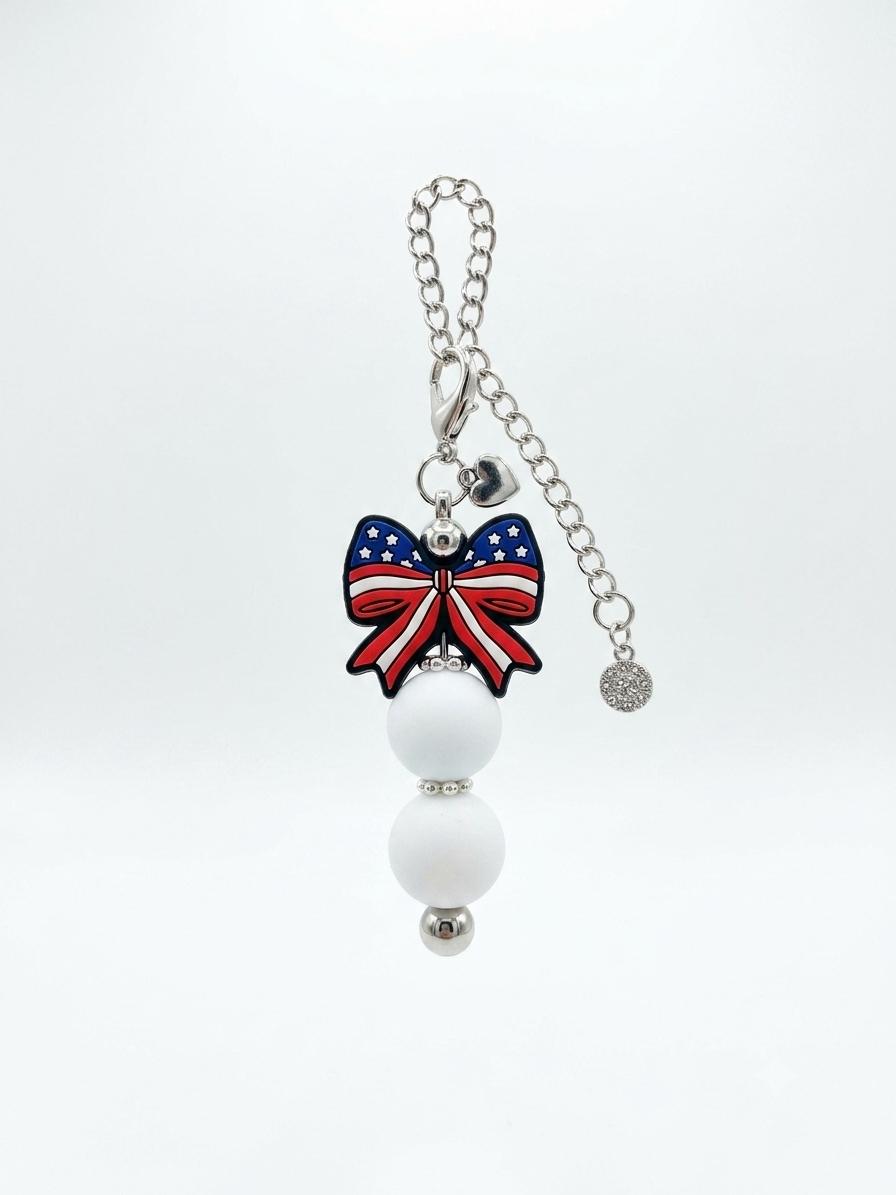 Star-Spangled Bow Tumbler Charm | Patriotic Summer Accessory