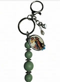 Vintage Cowgirl Cameo Keychain – Sage & Silver Western Charm