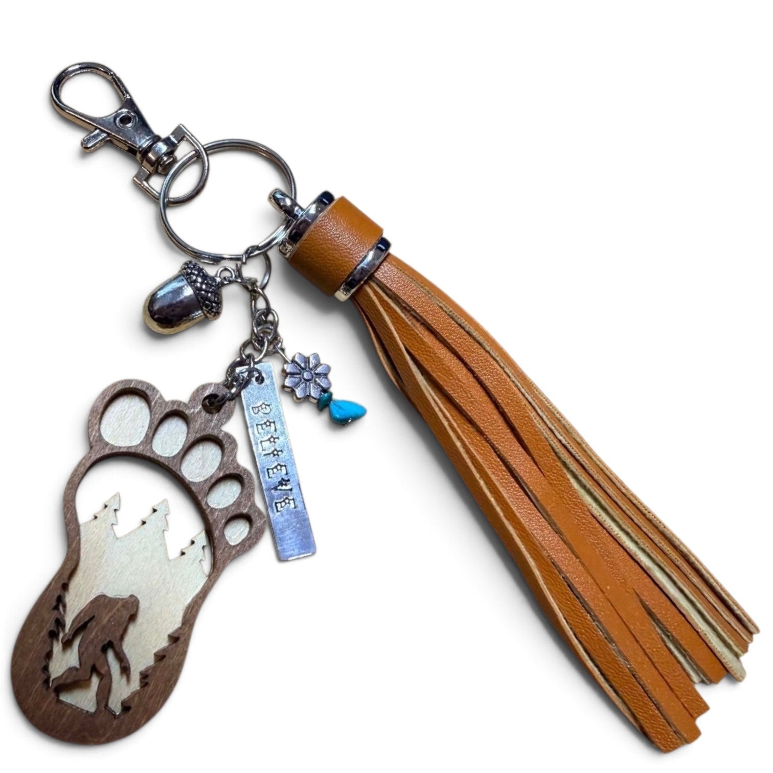 Sasquatch Souvenir Charm Keychain- burnt umber