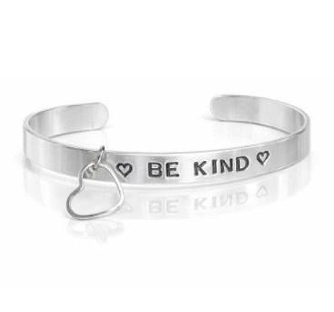 "Be Kind" Heart Charm Cuff