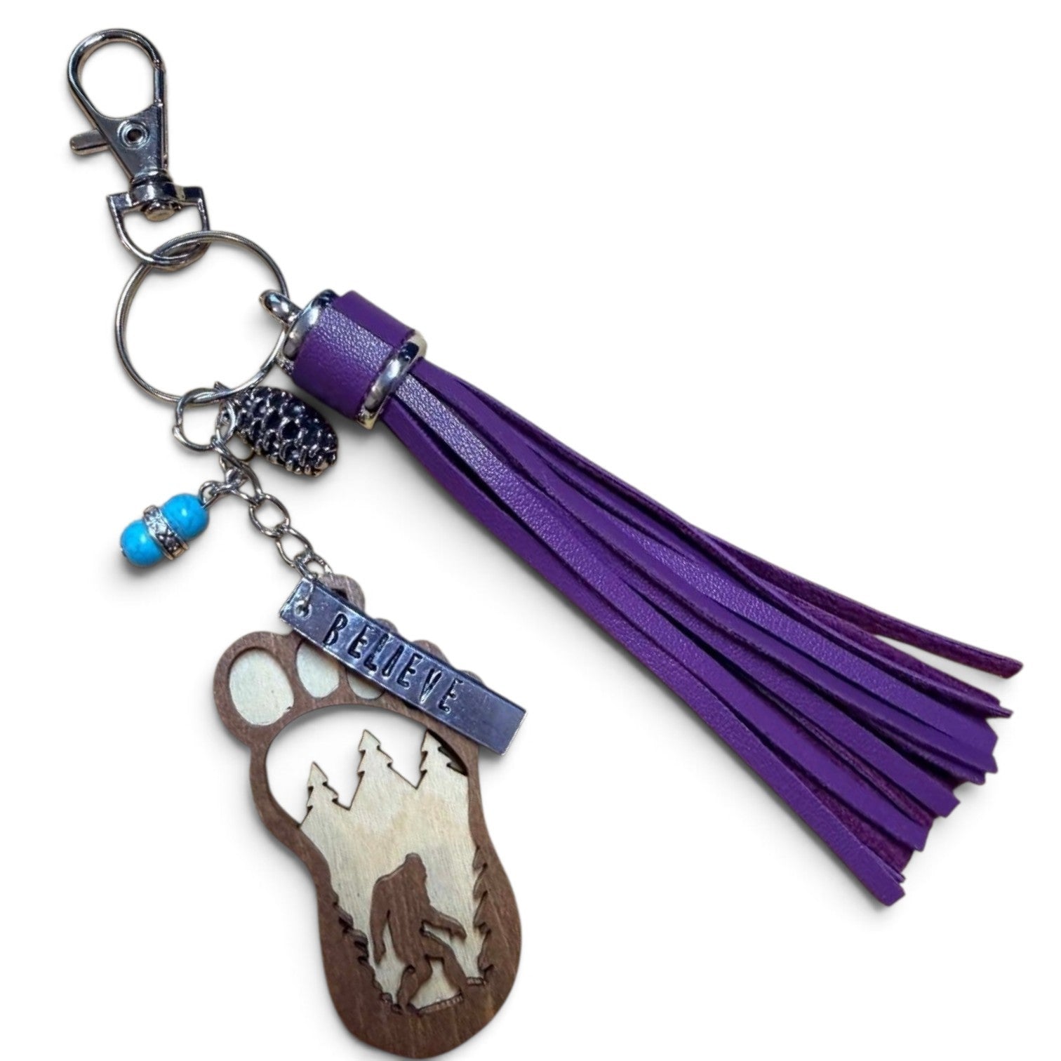 Sasquatch Souvenir Charm Keychain- Purple