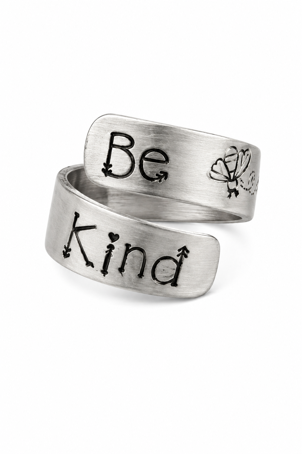 Bee Kind Hand Stamped Polished Aluminum Wrap Ring