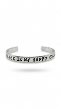 Black Is My Happy Color Handstamped Aluminum Cuff Bracelet
