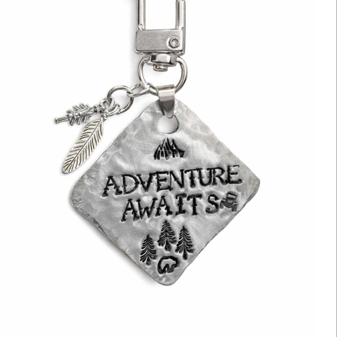 Adventure Awaits Handstamped Keychain