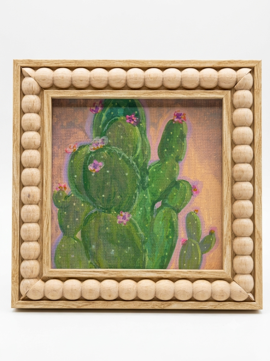 Golden Hour Cactus Framed Original Acrylic Painting