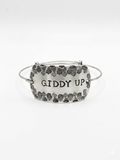 Hand-Stamped Polished Aluminum "Giddy Up" Cuff Bracelet
