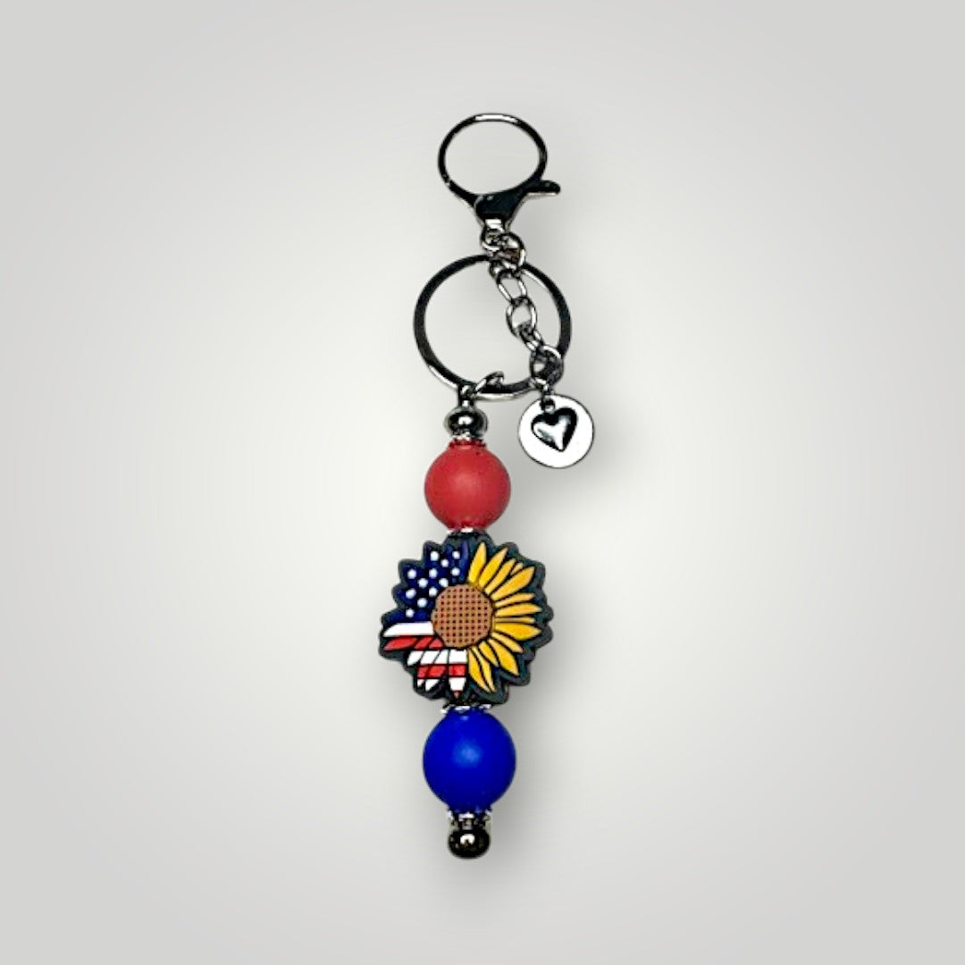 The Patriotic Sunflower Keychain