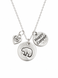 Hand-Stamped "LOVE" Disc Necklace with Saguaro Cactus Charm & Green Gemstone Accent