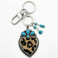 Wild at Heart Turquoise & Leopard Hair-on-Hide Keychain