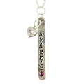 "SPARKLE" Hand-Stamped Aluminum Bar Necklace