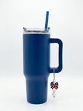 Patriotic Stars & Bow Tumbler Charm & Matte Navy Tumbler Set