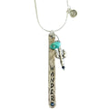 The Wanderer Bar Necklace | Hand-Stamped Aluminum with Turquoise & Saguaro Charms