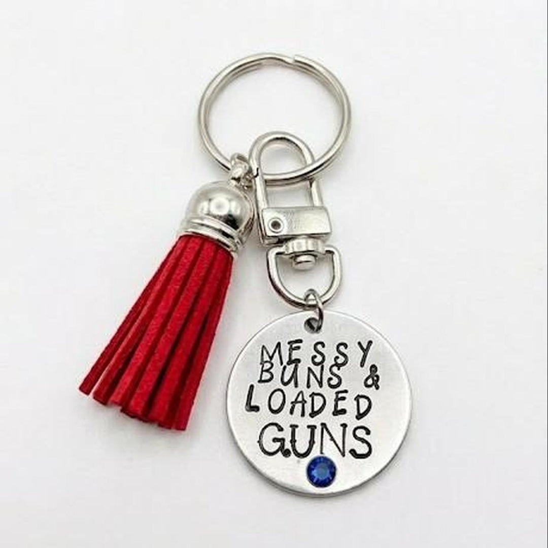 Messy Buns + Loaded Gunz Handstamped Keychain
