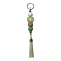 Handcrafted Sage Green & Earth-Tone Bead Keychain