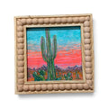 Desert Sunset Framed Mini Painting | Original 4x4 Acrylic Landscape