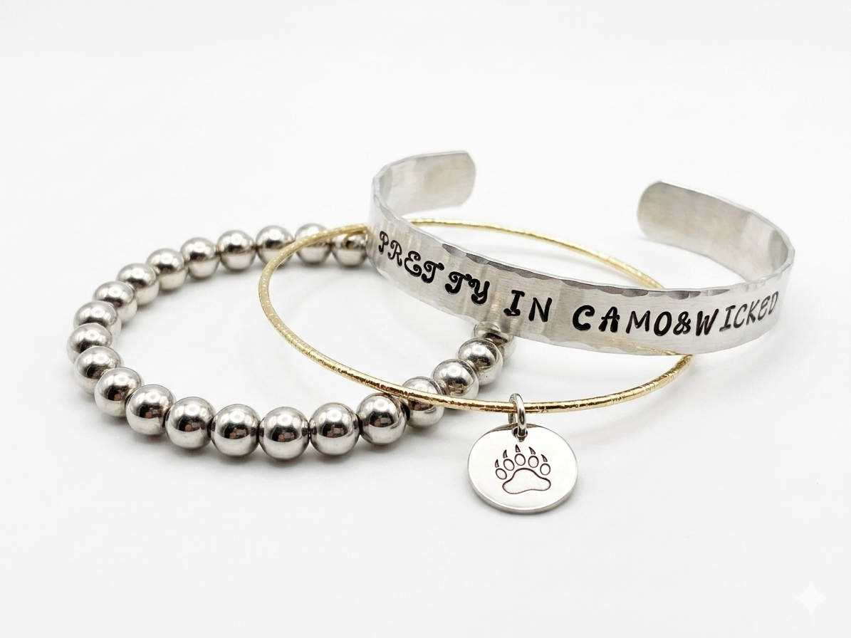 Pretty in Camo, Wicked with Ammo Bracelet Stack