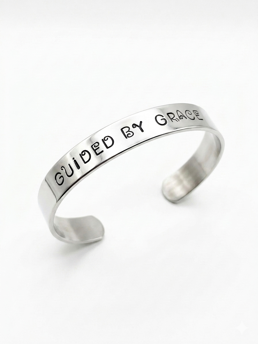 Guided by Grace Hand-Stamped Aluminum Cuff