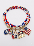Patriotic "Love & Fireworks" Charm Stack: 4th of July Bracelet Set