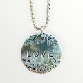 Hand-Stamped "LOVE" Floral Necklace