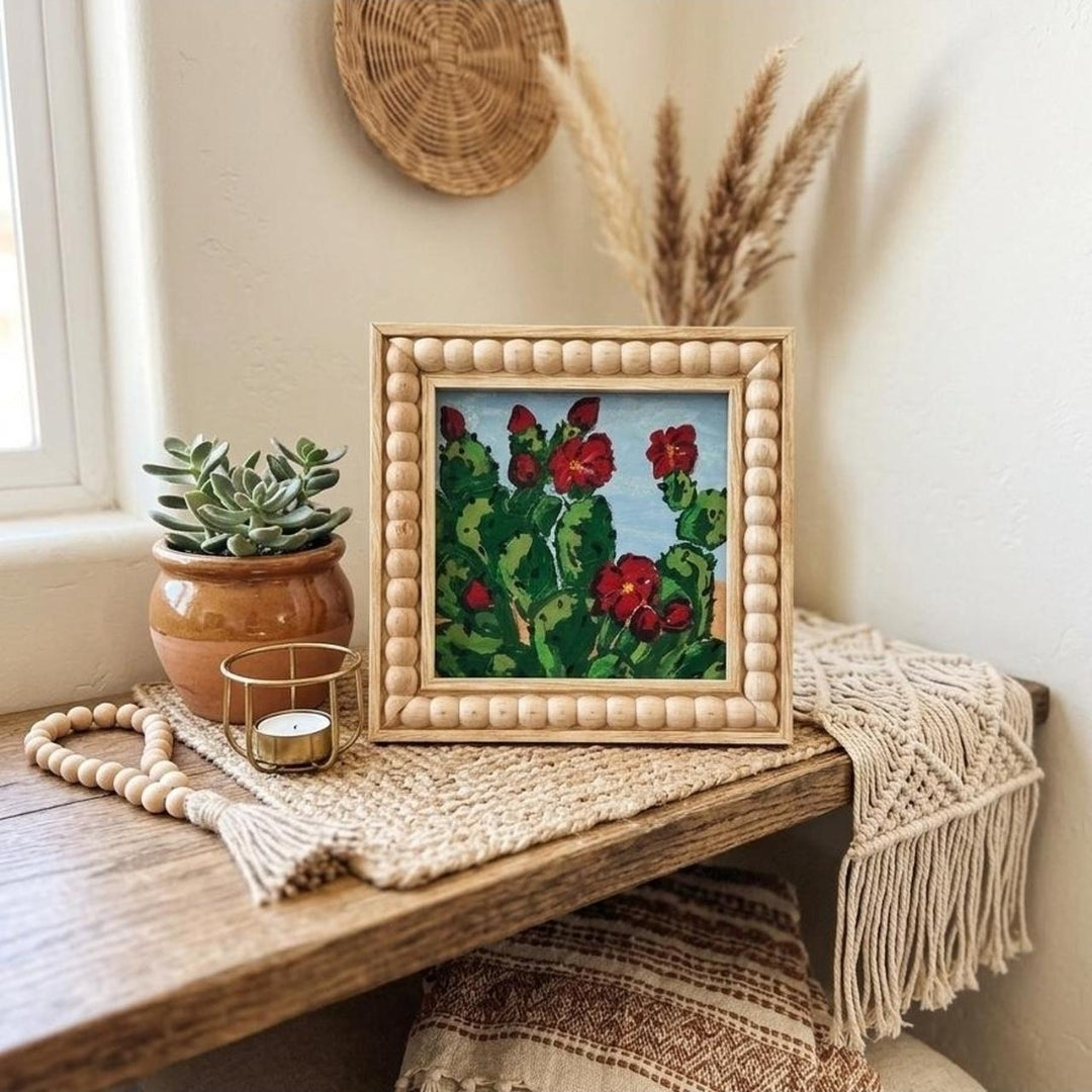 Desert Bloom Original | Hand-Painted Acrylic & Bobbin Frame