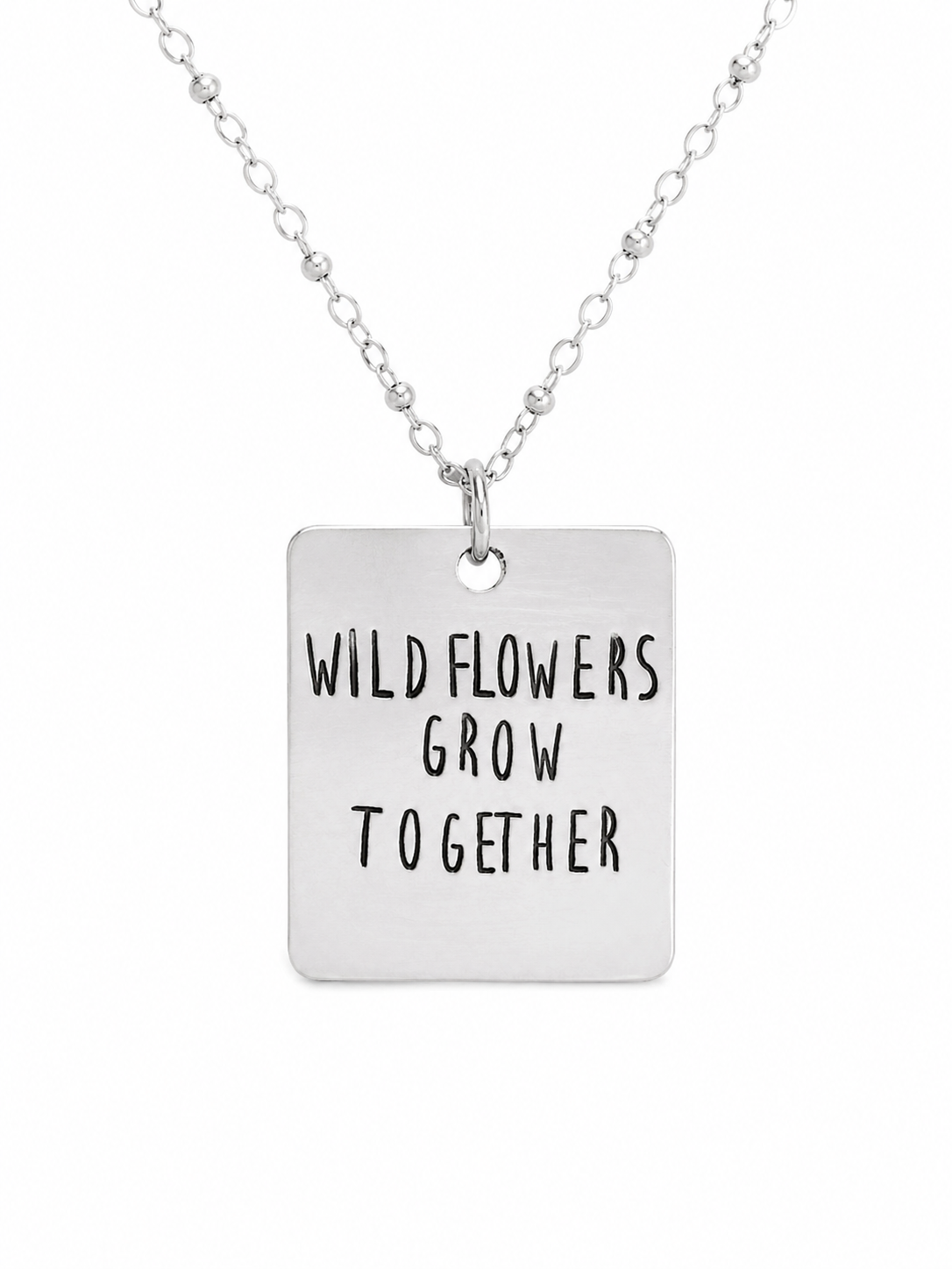 Wildflowers Grow Together Necklace | Hand-Stamped Polished Aluminum Pendant