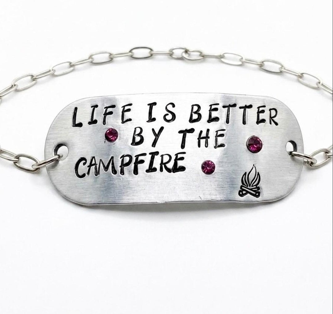 "Campfire" Hand-Stamped Link Bracelet