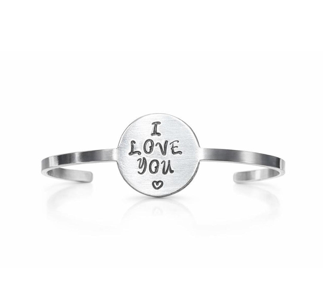 "I Love You" Hand-Stamped Bangle