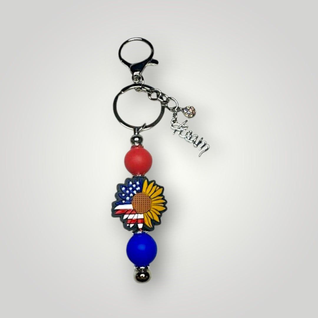 The Patriotic Sunflower Keychain