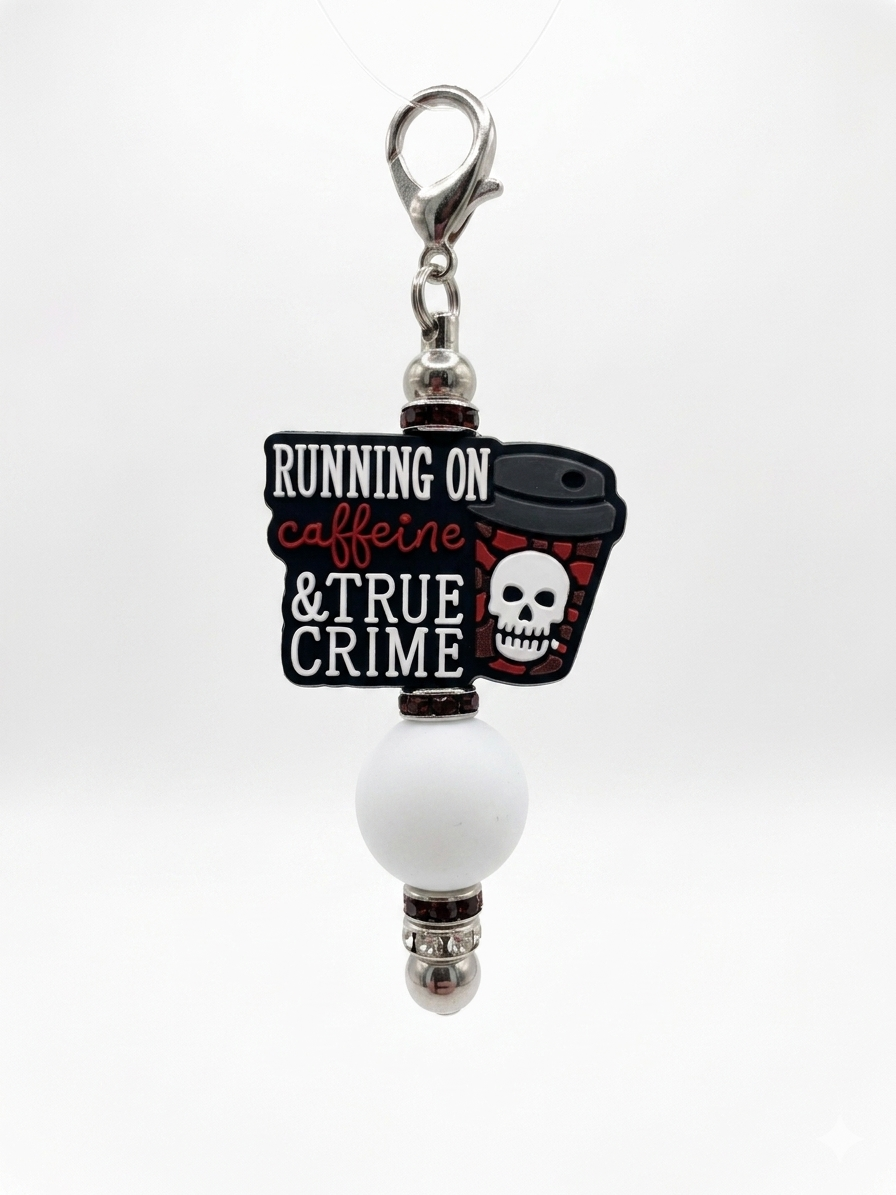 The "Caffeine & True Crime" Keychain