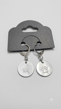 Stamped Paw Print Aluminum Disc Earrings