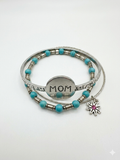 Desert Turquoise "MOM" Hand-Stamped Bangle Stack