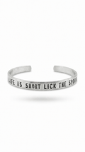 Life Is Short Lick The Spoon Handstamped Aluminum Cuff Bracelet