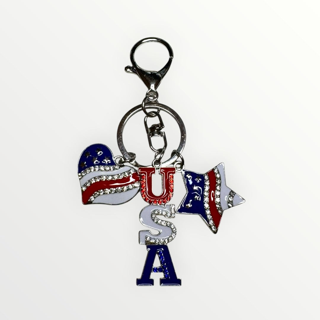 Patriotic Elegance: Handcrafted USA Charm Keychains