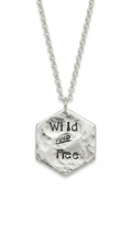 Wild and Free Handstamped Hammered Aluminum Hexagon Necklace
