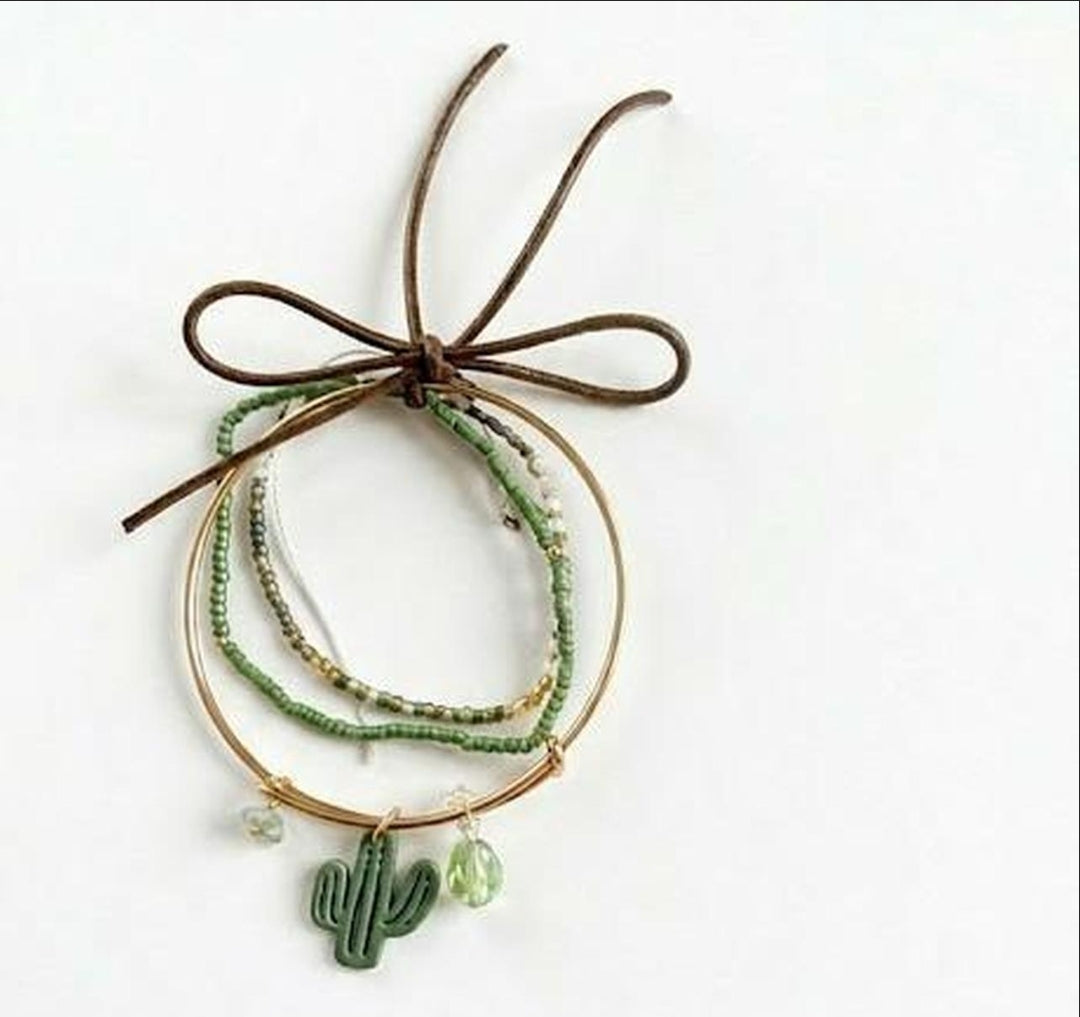 Handcrafted Desert Dream Beaded Charm Bangle