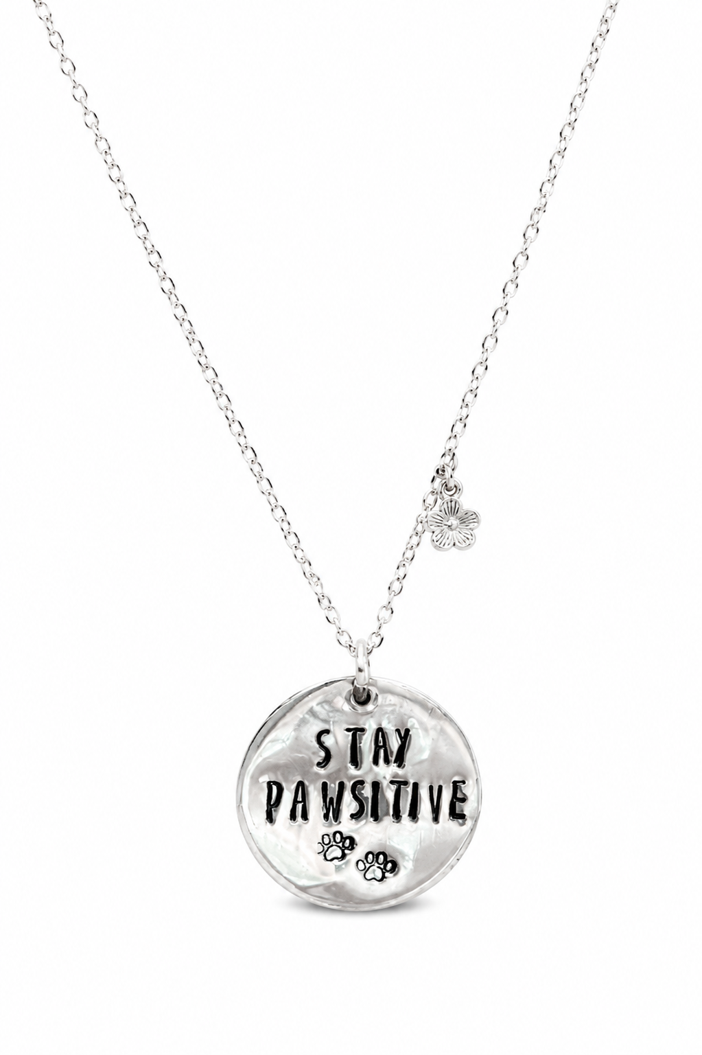 Stay Pawsitive Hand-Stamped Necklace