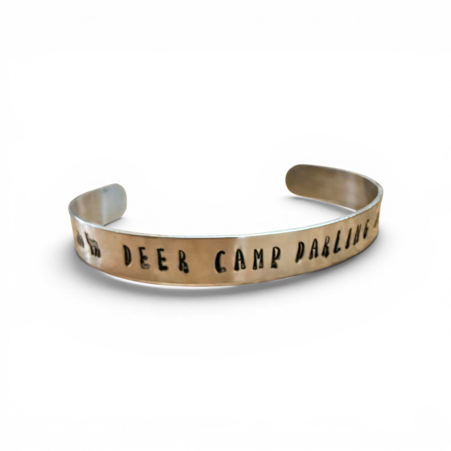"Deer Camp Darling" Cuff Bracelet - Hand-Stamped Aluminum Jewelry