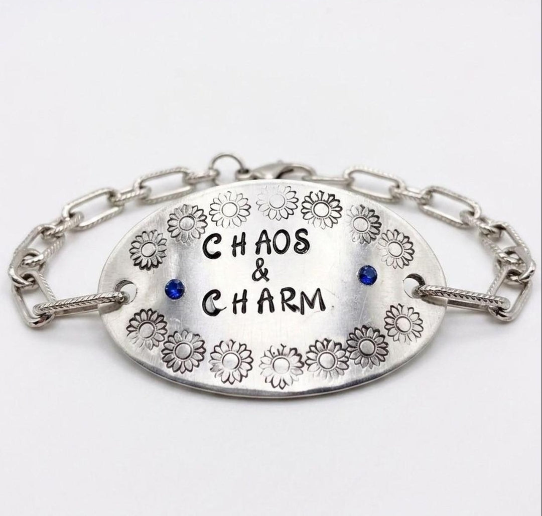 "Chaos & Charm" Hand-Stamped Link Bracelet
