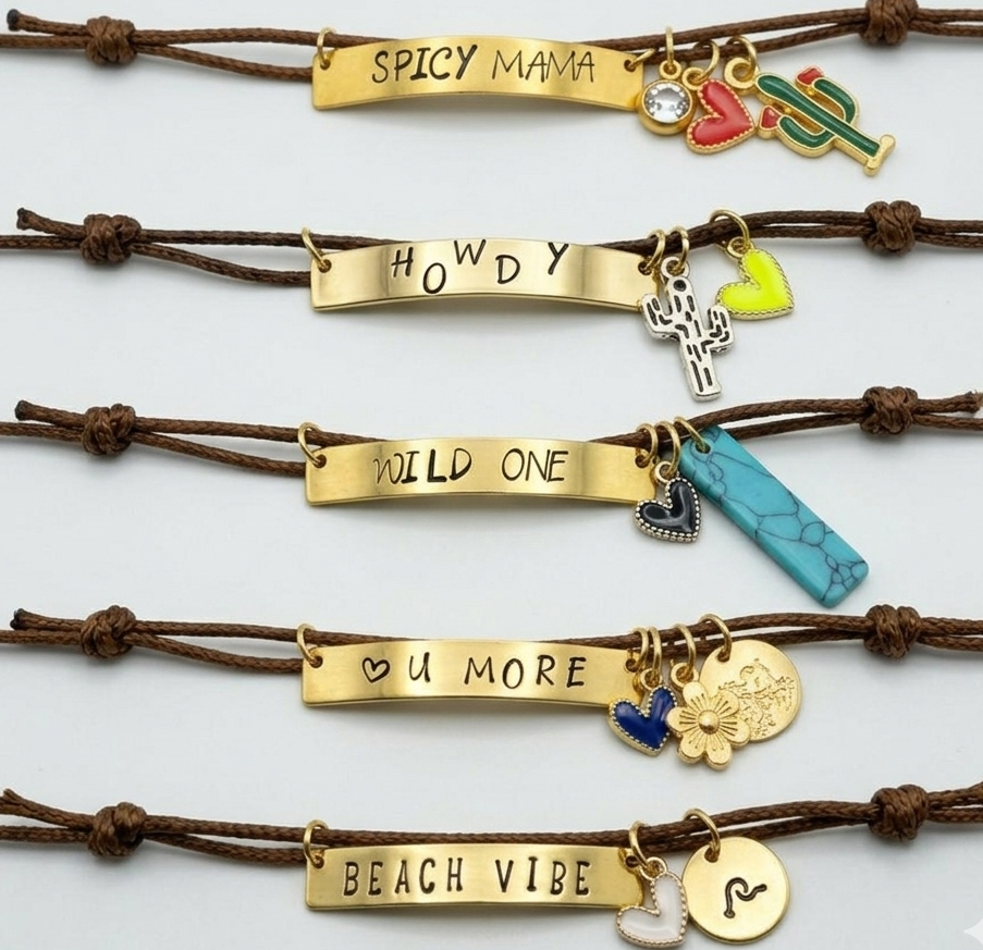 Custom Hand-Stamped Cord Bracelets | You Choose Your Vibe