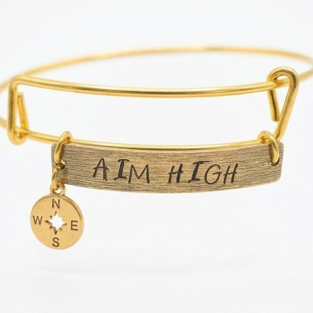 Aim High Compass Charm Bangle